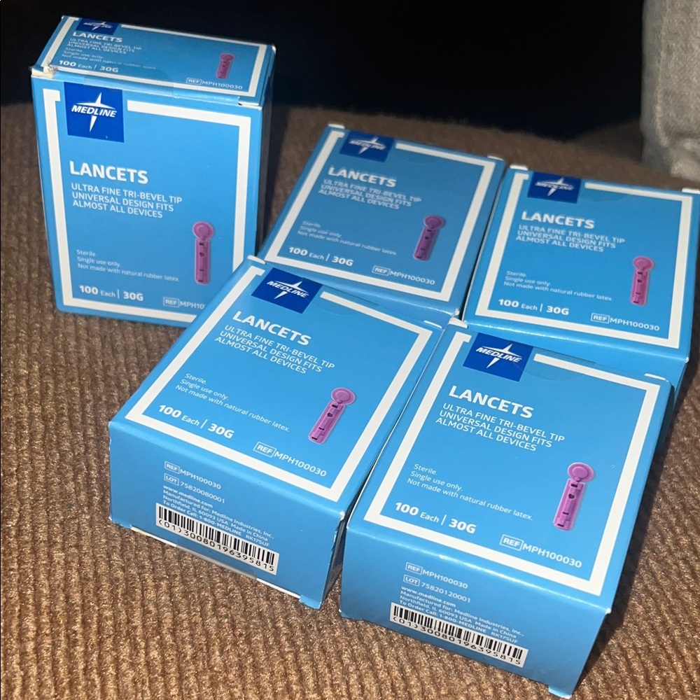 Lot of 5: Medline Lancets Ultra-Fine Tip 100 Count 30g
